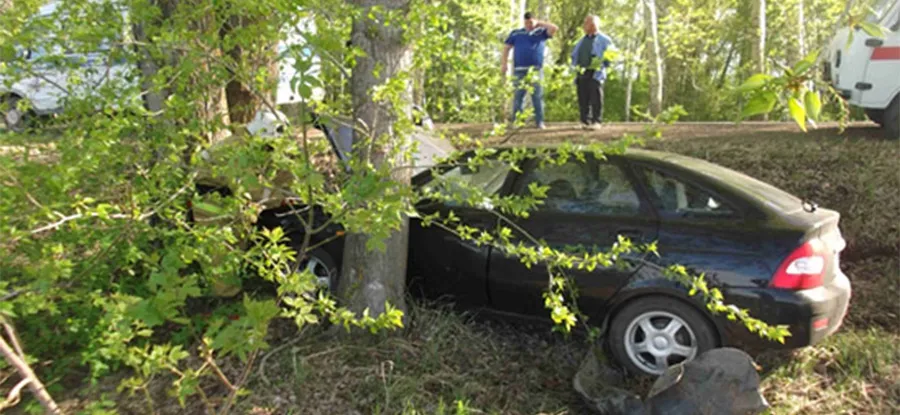 Перевернулась и въехала в дерево