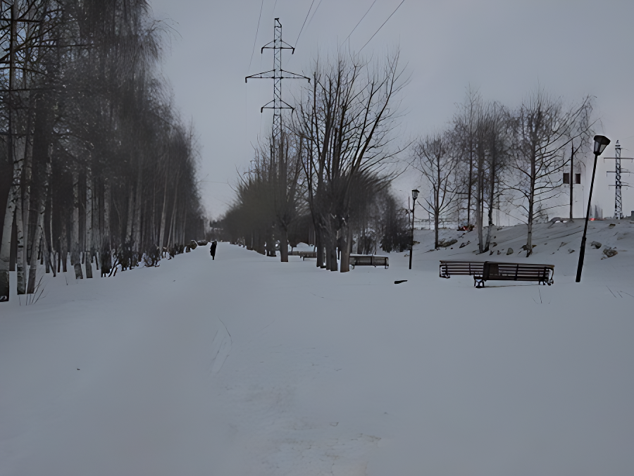 Аллея Химиков зимой